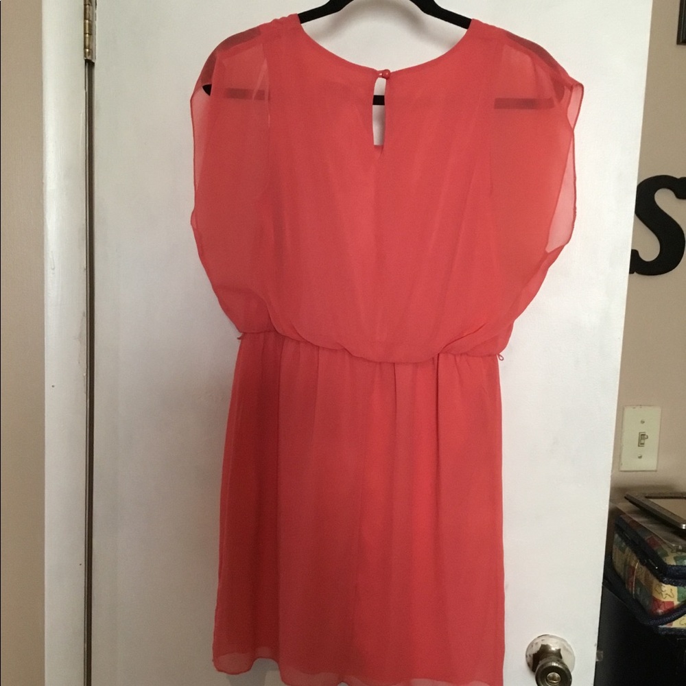 2 FOR $50. Super Cute Coral Blouson Chiffon Dress
